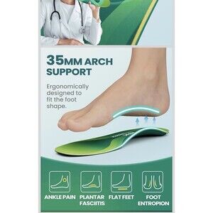 QBK Plantar Fasciitis Insoles Cushioned Shoe Inserts for Foot Pain Achilles F...